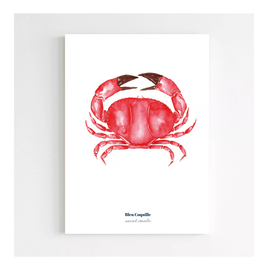 Petite affiche Bleu Coquille -  Crabe