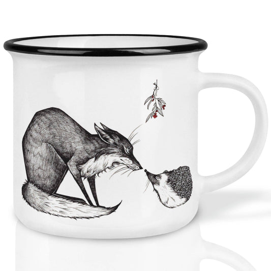 LIGARTI - Mug en céramique — renard et hérisson