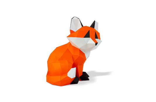 Petit Renard assis en papier 3D Agent Paper