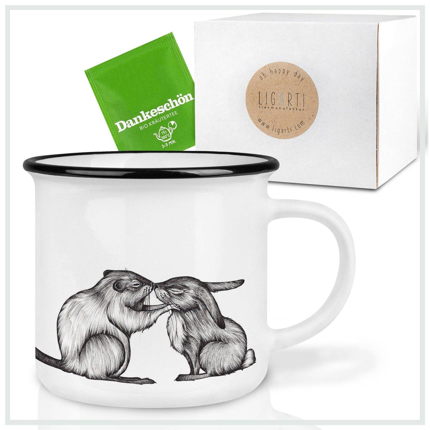 LIGARTI - Mug en céramique — lapin et castor