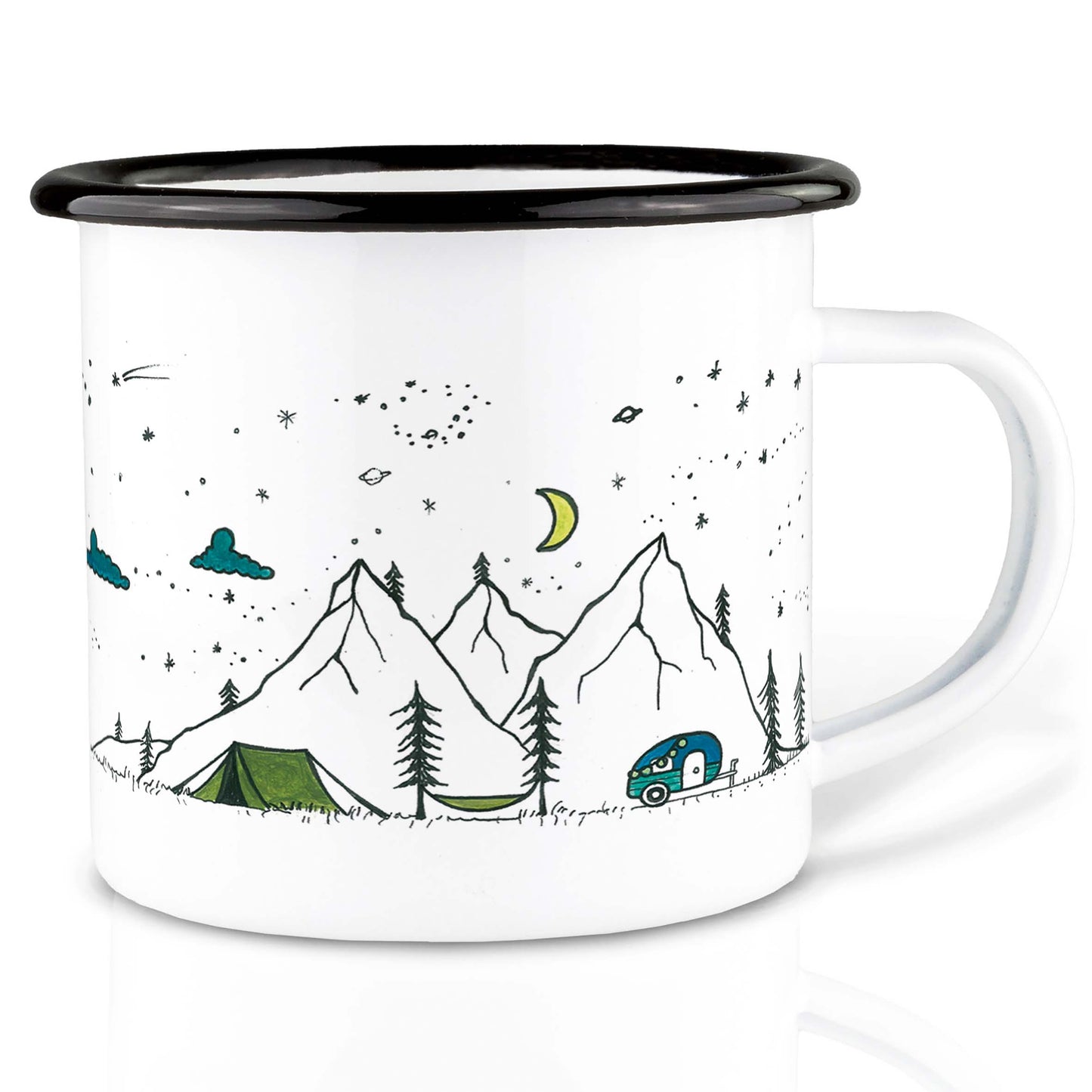 LIGARTI - Mug en émail - Camping Life: 300 ml