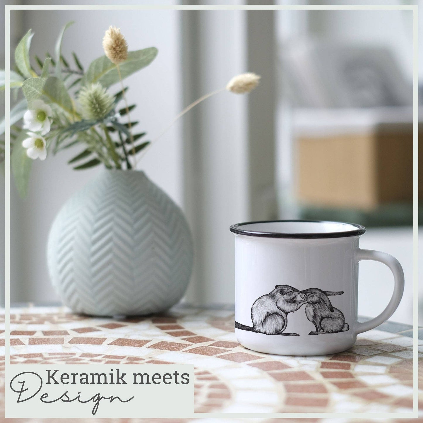 LIGARTI - Mug en céramique — lapin et castor